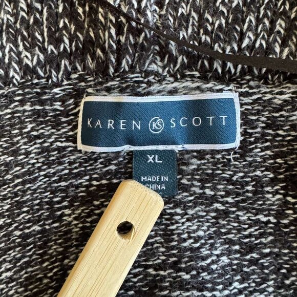 Karen Scott VINTAGE Style Cable Knit Ribbed Shawl Collar Cardigan Sweater XL Gra - Picture 14 of 14